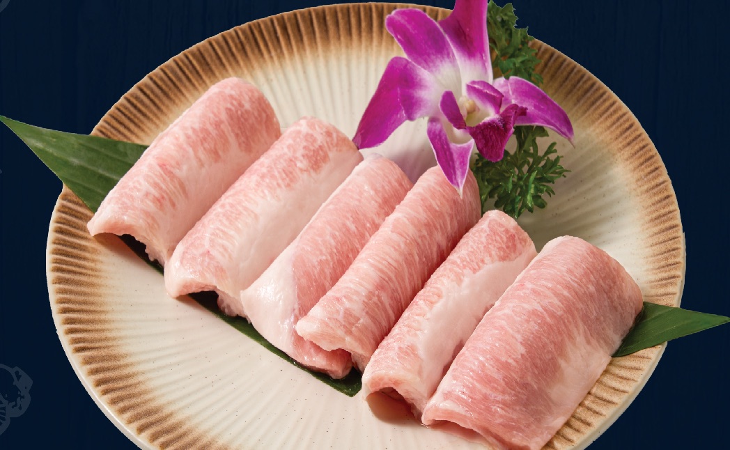 Đĩa nọng heo cuộn tròn, vân mỡ hồng