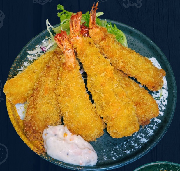 Tôm chiên xù vàng giòn kèm sốt